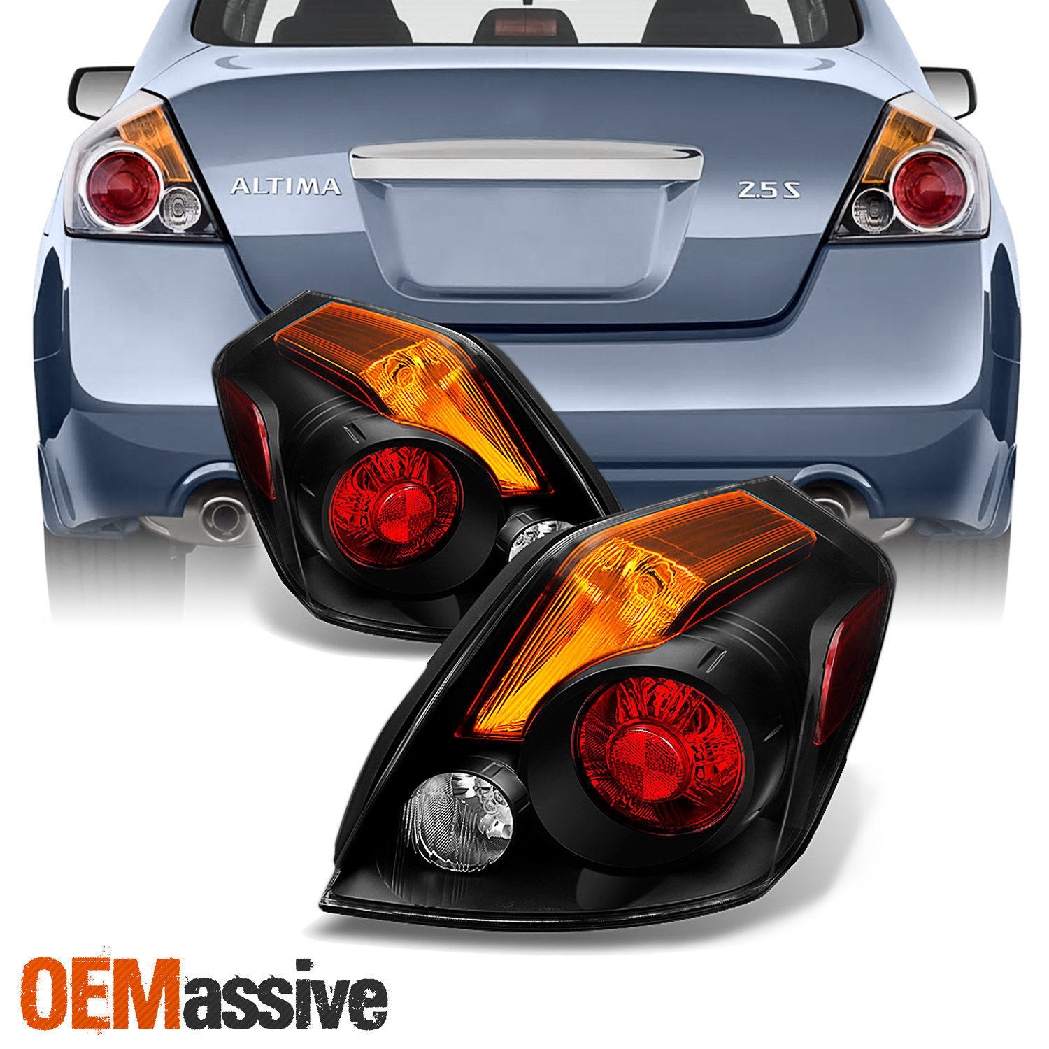 Fits 20072012 Altima Sedan Black Tail Lights Replacement Pair Left+Right 0712 eBay